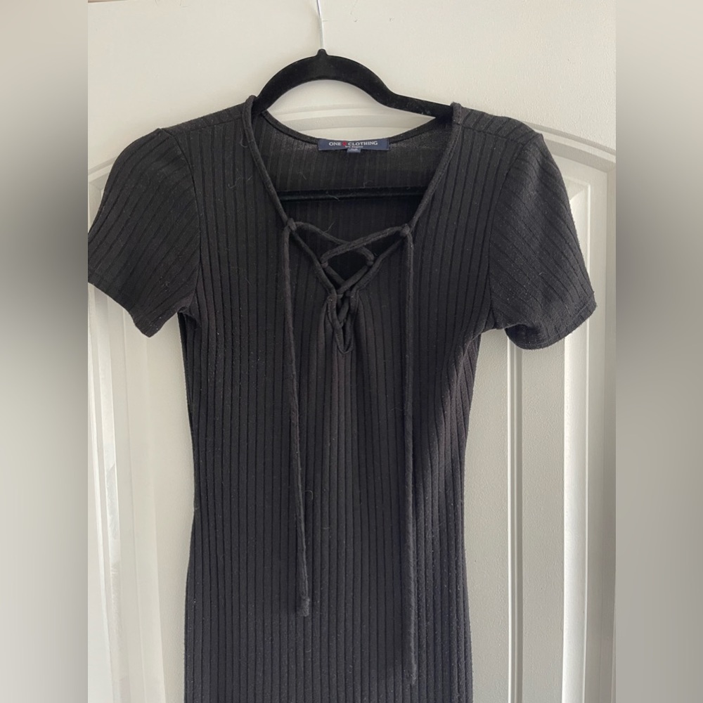 XS Black Lace Up Dress